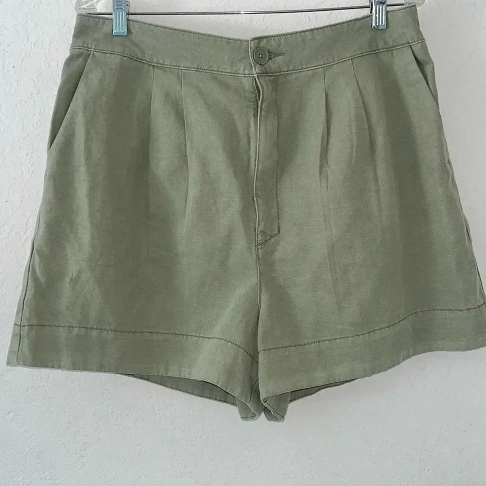 Imperfect NWT large linen cotton shorts pockets zipper button fly Joie shorts